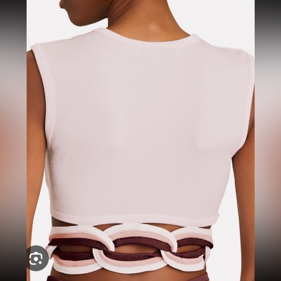 Christopher Esber Chain-linked Rib Knit Crop Top In Blush - Picture 4 of 9